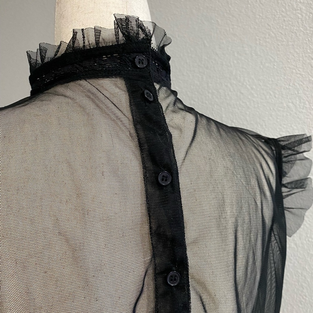Elegant Black Sheer Striped Women's Top - Picture 4 of 12